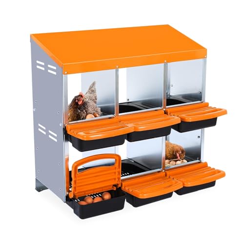 Chicken Nesting Boxes,6 Compartment Nesting Boxes for Laying Eggs,Wall Mount Poultry Roll Away Chicken Laying Boxes,Easy Egg Collection,Cleanable Pull Out Hen Roosting Boxes