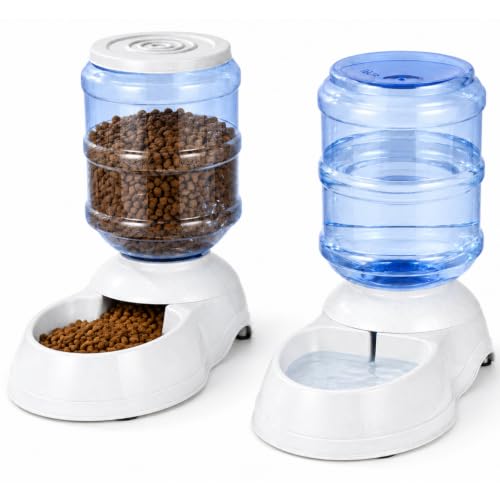 Automatic Dog Feeder and Water Dispenser Set for Large Dogs, 3 Gallon Gravity Dog Cat Food and Water Dispenser Set with Pet Food Bowl,Large Pet Food Water Dispenser Station - size: 3 Gallon Set
