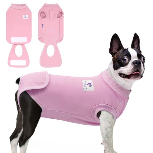 cyeollo Dog Surgery Recovery Suit for Female Male Dogs Cats Soft Breathable Dog Onesie After Spay, Neuter, Anti-Licking Pet Surgical Recovery Snugly Suit Bodysuit, Pink, XS - color: Pink, size: X-Small (Back: 9"-11")