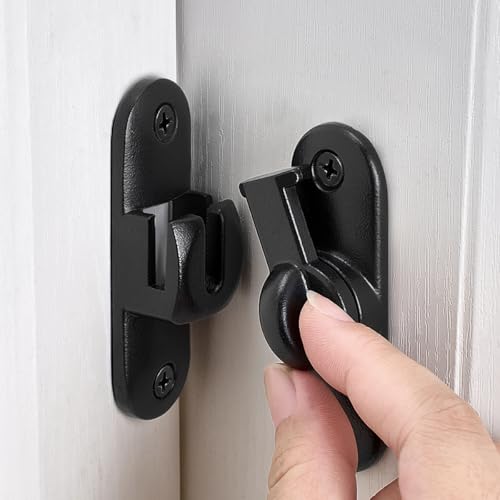 Matte Black 90/180 Degree Barn Door Latches,Flip Gate Lock | Zinc Alloy Flip Gate Latches,Right Angle Door Lock,for bedroom,garage,sliding door,window,cabinet,drawer,pet enclosures - color: Matte Black
