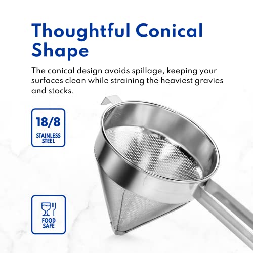 New Star Foodservice 34196 18/8 Stainless Steel China Cap Strainer, 7-Inch, Coarse Mesh