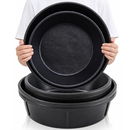 Sadnyy 4 Pcs Rubber Feed Pan 8 Quart/2 Gallon and 12 Quart/3 Gallon Utility Horse Feed Bucket Chicken Dust Bath Tub Livestock Water Trough Bowl for Chickens Ducks Goats Dogs Pigs Farm Small Animal - size: 8 Quart/2 Gallon and 12 Quart/3 Gallon