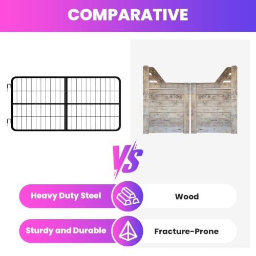 Horse Stall Door 48x24 Industrial Steel Two-Way Swing Gate Thick Rust-Resistant Powder Coating Strong and Durable Barn Guard for Equine Safety Quick Assembly and Easy Setup
