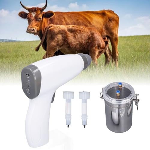 Electric Cow Milking Machine, Rechargeable Battery Milker Powered Pulsation Vacuum Pump with 2 Teat Cups, Handheld Portable Milking Machine for Goats with Stainless Steel Buckets