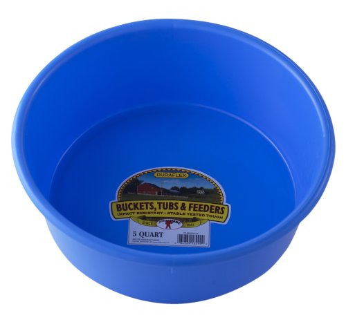 Little Giant® Plastic Utility Pan | Feed Pan | Durable & Versatile Livestock Feeding Bucket | Made in USA | 5 Quart | Berry Blue - color: Berry Blue, size: 5 Quarts