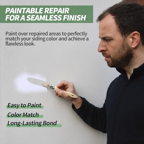 Vinyl Siding Repair Kit - 10 Pieces White Self-Adhesive Siding Patch, PVC Vinyl Fence Parts, Vinyl Weatherproof Siding Repair Tape for Cracks, Holes & Scratches