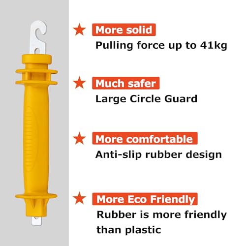 Electric Fence Rubber Gate 20 Pack - Electric Fence Spring Handles Insulated Plastic Handle for Garden Farm Heavy Stamped Steel Hook, Yellow - size: 20 pcs