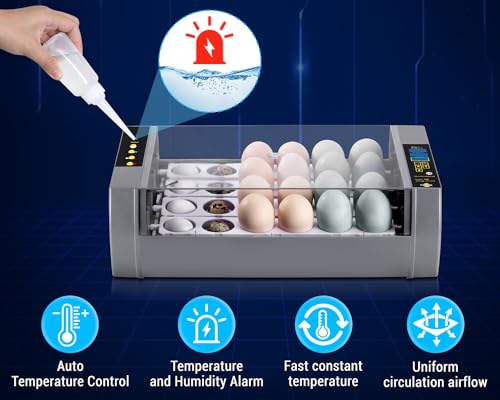 Gpeng Egg Incubator, 24 Eggs Incubator with Digital Display, Auto Egg-Turning, Auto Temperature Control, for Hatching Chicken Goose Pigeon Quail Duck