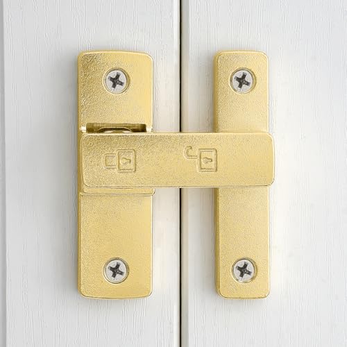 Gold 180 Degree Zinc Alloy Barn Door Latch, Flip Gate Lock | Sliding Door Latch Lock,for bedroom,garage,balcony,barn,bathroom,drawer,Wine Cabinet,window,cabinet,pet enclosures - color: Gold_180 Degree