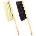 2 Pieces Dust Brush Hand Broom Wooden Bench Brushes with Soft Bristles Counter Brush with Long Wood Handle Household Cleaning Brush for Sofa Bed Pet Fireplace Car (Brown, Yellow) - color: Brown, Yellow