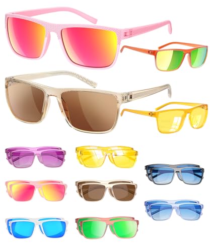 Sumsun Kids Sunglasses Bulk Party Favors 24 Packs Boys Girls Age 3-8 with UV400 Protection for Birthday Graduation Party Supplies (Grid 16 Pack) - style: 16pc Grid