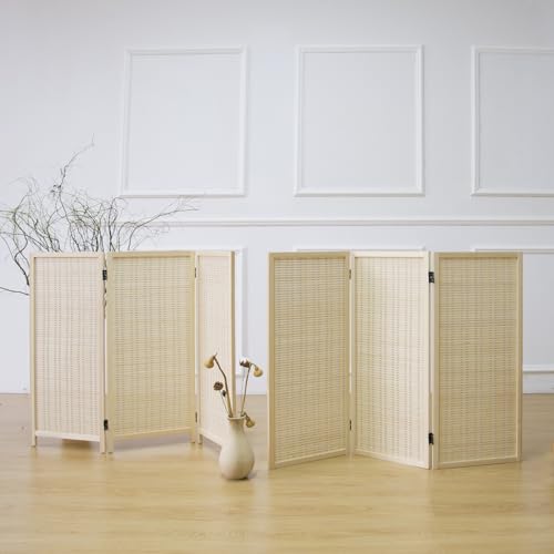 3 Panel Room Divider and Folding Screen Divider,Two in One Detachable and Foldable Panel Divider for Room Separation,Beige,67" H x 46" W - color: Beige, size: 3 Panel