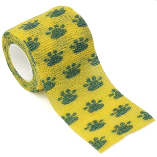 Self Adhesive Bandage Wrap Cohesive Bandage Bulk Vet Tape Self Adherent Wrap First Aid Tape for Dogs Cats Horses Birds Animals for Wrist Healing Ankle Sprain & Swelling - color: 2 Inch Cat Paw 6 Rolls