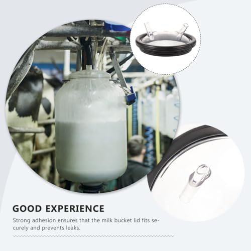 SUPVOX Transparent Milk Bucket Lid Milking Machine Bottle Lid with Two Inlets for Hose and Air Replaceable Milk Bucket Cover for Cow Milker Machine Leak-Resistant Replacement 7.87 X 7.87 X 3.14 in