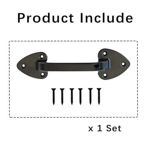Cast Iron Barn Door Handle 7.5 Inch, Heavy Duty Rustic Gate Pull Handle for Outdoor Fence, Shed & Sliding Door, Black, 1 Pack with Mounting Screws - size: 7.5Inch - 1 Pack