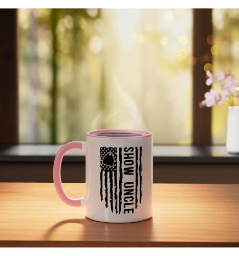 Livestock Show Uncle US Flag Livestock Show Uncle Ceramic Mug, Pink/White, 11oz - color: Pink/White, size: 11 Ounces