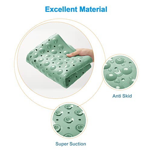 AmazerBath Shower Mat Non Slip 40 x 16 Inches, Shower Stall Mats with Suction Cups and Drain Holes, Non Slip Bath Mat for Tub for Elderly & Kids, Mint Green - color: Mint Green, size: 40" x 16" (Rectangular)