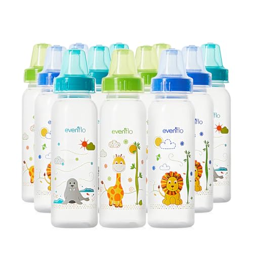 Classic Prints Polypropylene Bottles for Baby, Infant and Newborn - Blue/Green/Teal, 8 Ounce (Pack of 12) - size: 1 Count (Pack of 12)