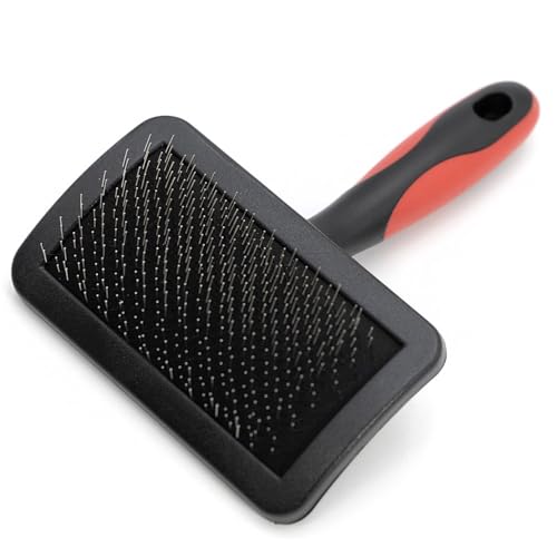 Jeffers Dual Level Pin Universal Slicker Brush for Dogs, Cats & Small Pets - Curved Grooming Brush with Long & Short Pins for Shedding, Detangling, Finishing - Remove Mats & Dead Coat - Medium - color: Dual Level Pin, size: Medium