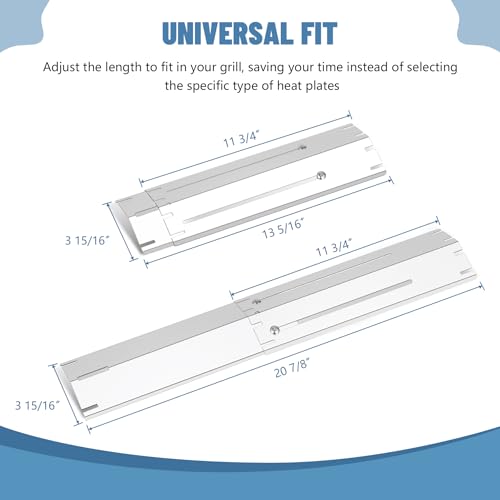 Universal Stainless Steel Adjustable Grill Heat Plates Heat Tents Heat Shields Burner Cover, Compatible with Charbroil, Nexgrill, Brinkmann, Dyna Glo etc., Extends from 11.75" up to 21" L, 5 Pack - size: 5-Pack