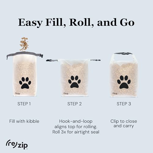 (re)zip Large Pet Food Travel Bag & Kibble Carrier, 40-Cup Roll Top, Cobalt | Water-resistant, BPA-free, food-grade. Freshness seal for camping, boarding and travel. Holds up to 11 lbs of kibble. - color: Cobalt Blue, size: 40 Cup
