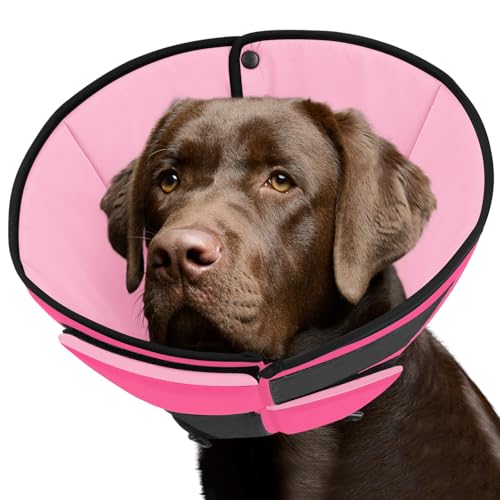 Dog Cones for Large Dogs, Soft Dog Cone Large for Wound Care | Soft Fabric Cone for Dogs After Surgery, Adjustable Elizabethan Collar for Pet to Prevent Licking Wounds, Pink L - color: Pink, size: L