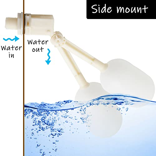 Uenede Float Ball Valve DN20 3/4" Male Thread, 2PCS | PE Floating Ball, ABS Valve, Automatic Switch for Livestock Water Trough Aquariums Hydroponics Water Level Control