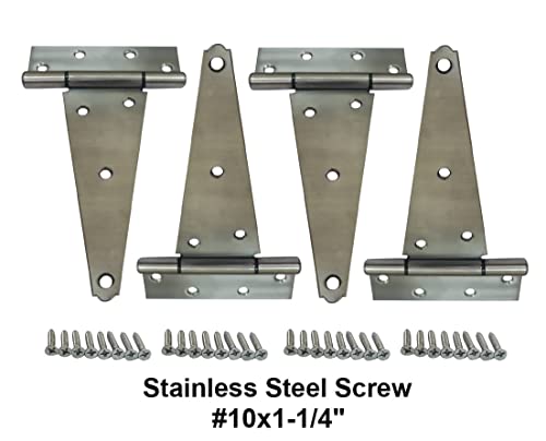 Stainless Steel Extra Heavy Tee Hinge, (4pack(8"), Stainless Steel) - color: Stainless Steel, size: 4pack(8")