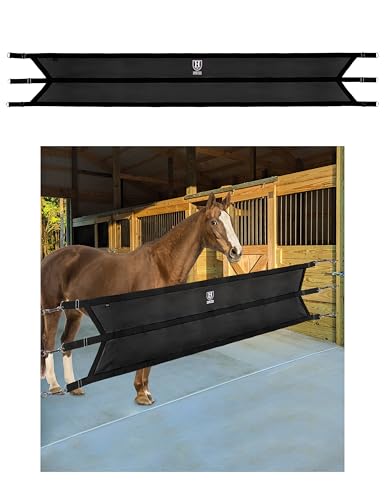 Harrison Howard Stall Guard for Aisle Home Barn Use with Sturdy Spring Hooks and D-Rings Adjustable Straps Aisle Stall Guard for Horses Black - color: Black