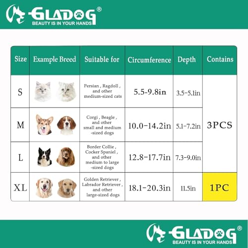 GLADOG Soft Dog Cone Collar – 3 Similar Sizes per Set (S/M/L) for Better Fit, XL Single Size – Cone for Dogs to Stop Licking, Adjustable E Collar for Dogs After Surgery, Elizabethan Collar for Dog - size: L（Large Dog）