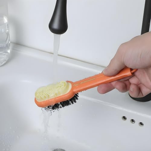 Suede Shoes Brush, 2-in-1 Rubber Polish Eraser Lazy Shoe Brushes All-Round Cleaning Tool Orange Shoe Brush and Eraser with Soft Bristles for Suede Nubuck Shoes Bag Jacket Boots Cleaning