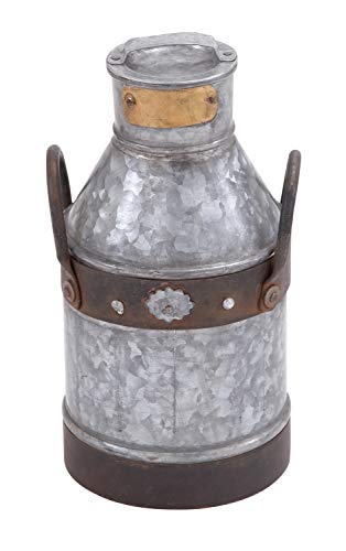 Deco 79 Metal Galvanized Milk Can, 13 by 7-Inch