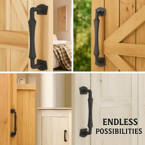 2-Pack 10 Inch Colonial Tapered Barn Door Handle - Black Cast Iron Pull for Sliding Doors, Gates, Sheds, Fences, Closets - Indoor Outdoor Farmhouse Hardware - size: 10" - 2 Pack, style: Colonial Tapered
