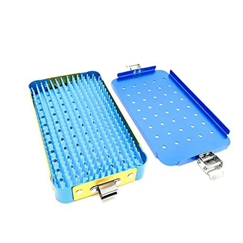 Instrument Sterilization Tray Box with Silicone mat 160mmX90mmX25mm Disinfection Sterilization ultrasonic Basket case ultrasonic Cleaning Washing Sterilization Trays opthalmic ENT