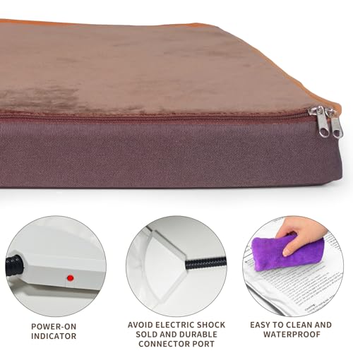 NAMOTEK Outdoor Heated Pet Bed for Cats Dog in Winter with Orthopedic Foam Base Auto Constant Temperature Electric Heating Pad & Waterproof Liner for Dog House Cabin Cot Doorway(19.7"Lx15.7"Wx1.7"Th) - size: 19"x15"