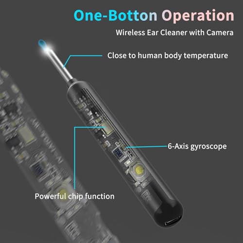 Ear Wax Removal, Ear Wax Removal Tool Camera Built-in 1080P HD Otoscope Camera, with 8 Pcs Ear Set, Easy and Safe Ear Cleaning, for iPhone, iPad & Android, Ear Cleaner Earwax Removal Kit (Black-New) - color: Black-New