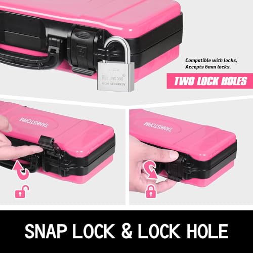 11" Pink Metal Tool Box, Portable Steel Tool Case with Secure Latch & Handle, Empty Storage Organizer for Home DIY & Small Tools - color: Pink