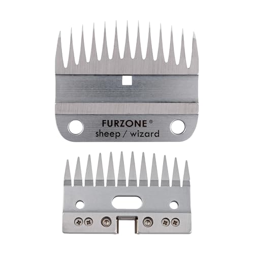 FURZONE A2 Large Animal Clipper Blade (Sheep/Wizard) - 2 in 1 Set (13&12 Teeth), Sheep Grooming Replacement Blade, Professional Stress-Free Grooming, 3/32-inch/2.5mm Cut Length - size: Sheep/Wizard 4mm
