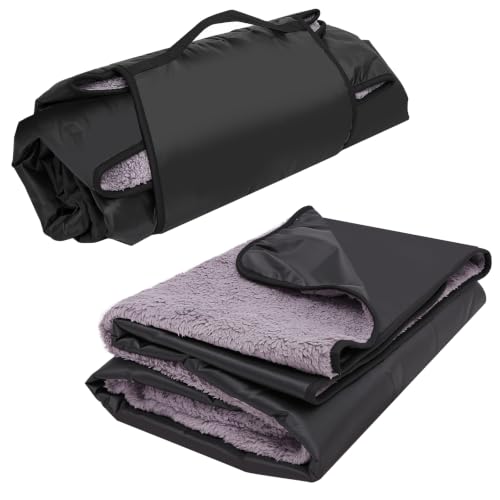 REDCAMP 79"x59"Large Outdoor Camping Blanket Sherpa Fleece Lining, Black | Cold Weather Warm Thick Outdoor Blanket Comfy Foldable & Windproof for Camping Stadium,Car,Picnics,Pet,Trip,Machine Washable - color: 59"x 79" Matte Black