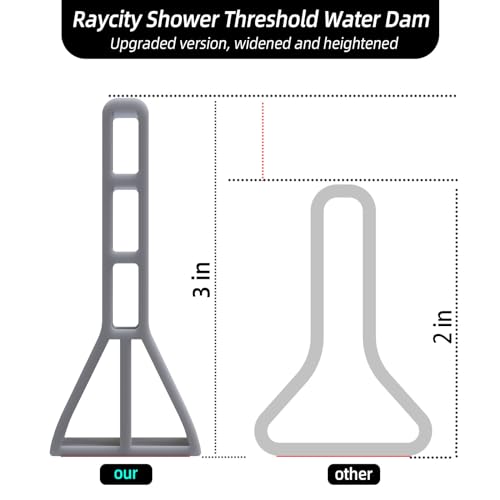 Raycity 3"H Shower Threshold Water Dam, Shower Water Guard (59 inch, Grey) | Silicone Rubber Water Stopper for Walk in Shower, Water Barrier, Prevent Leaks, Suitable for Bathroom, Kitchen - color: Gray, style: 59 inch