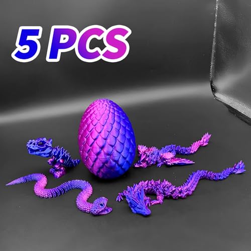 5 Pcs，12" 3D Printed Dragon Eggs,Dinosaur Egg,Crystal Dragon Toys,Snake Eggs, Animals,Fidget Toy,Desk Executive Toy，Easter Eggs Basket Stuffers,Toys for Boys Kids Teen 5-7 4-6 8-12 - color: Pp-03
