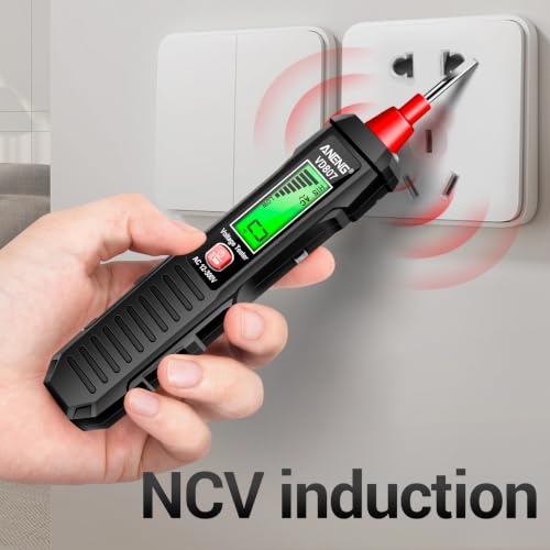 ANENG Non Contact Voltage Tester Pen,AC Voltage,LCD Light Bulb Tester Tools | Electrical Tester with LCD Display,Flashlight,Pocket-Sized Pen Detector, Buzzer Alarm,Wire Breakpoint Finder Black