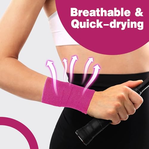 AZEN 16 Pack Self Adhesive Bandage Wrap Pink, 2" X 5 Yards Elastic Cohesive Bandage Wrap, Athletic Tape, Vet Wrap, Ankle Tape, Tattoo Grip Tape Wrap (Pink) - color: Pink, size: 2IN - 16Pack