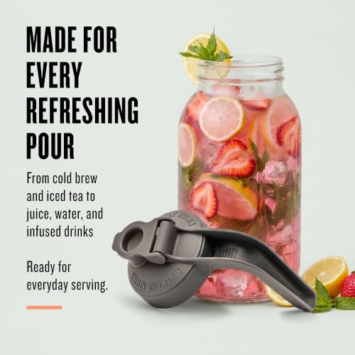 County Line Kitchen 64 oz Mason Jar Glass Pitcher With Lid - Gray | Heavy-Duty Glass Mason Jar Pitcher - Leak-Proof Lid, Wide Mouth & Easy Pour Spout (64 oz) - color: Gray