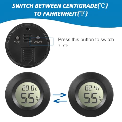 Weewooday 20 Pcs Mini Hygrometer Thermometer Digital LCD, Black | Monitor Indoor Outdoor Room, Humidity Meter Temperature Gauge for Greenhouse Garden Reptile Incubator Cellar,℉ or ℃ - size: Black