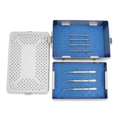 Autoclavable Aluminum Sterilization Tray, Silicone Mat for Ultrasonic Cleaning & Dental Tools 11.8"×7.9"×3.5"