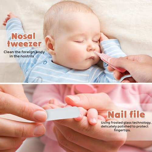 Baby Nail Clippers Set, Baby Nail Kit with Cute Case, Infant Manicure and Pedicure Health Grooming Care Can for Newborn, Kids and New Parents As Shower Gifts (Pink Bear) - color: Apricot Bear