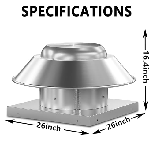 Roof Exhaust Fan Direct Drive Axial Downblast Exhaust Fan -26" Fan Base, 1/3 HP 115 Volt Single Phase Motor 2400 CFM - size: 18 Inch