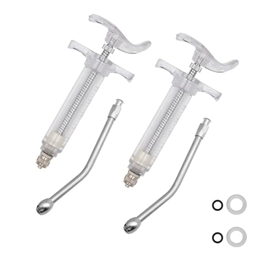 2Pcs Clear Reusable Goats Syringe Pet Feed Water Filler with 2 Drench Nozzle, Adjustable Dosage Drench Gun Syringe for Bird, Cattle, Sheep, Goats, Horse, Pig, Dog Feeding Supplies (10ML) - size: 10ML