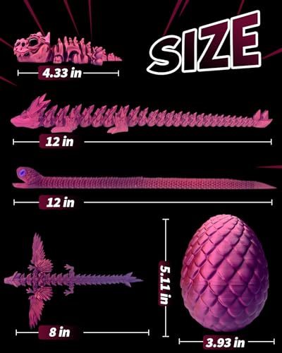 5 Pcs，12" 3D Printed Dragon Eggs,Dinosaur Egg,Crystal Dragon Toys,Snake Eggs, Animals,Fidget Toy,Desk Executive Toy，Easter Eggs Basket Stuffers,Toys for Boys Kids Teen 5-7 4-6 8-12 - color: Pp-04